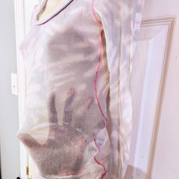 Marc Aurel Sheer Long Sleeve Neon Detail Top - Picture 5 of 7